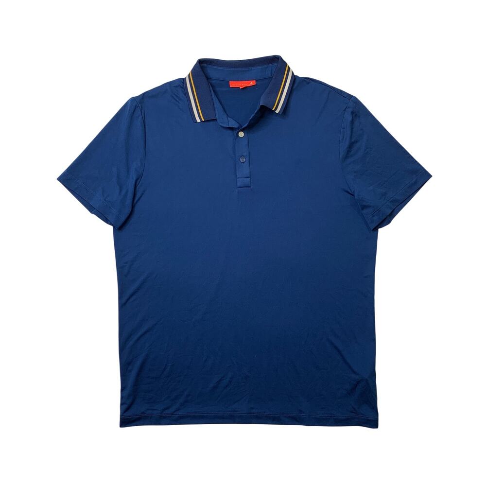 Redvanly Polo Shirt Mens L Large Windsor Blue Stripe Collar Performance Golf